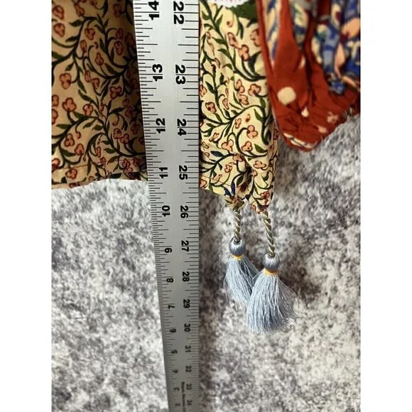 Anthropologie Sonrisa Paisley Floral Tassled Boho Peasant Viscose Blouse Size S - Picture 13 of 16